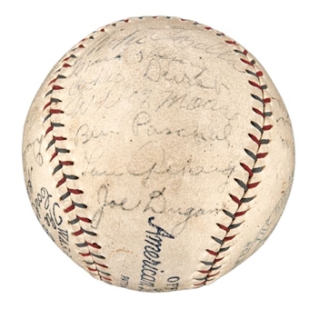 1927 World Champion New York Yankees Team Signed Baseball With 23 Signatures Including Gehrig